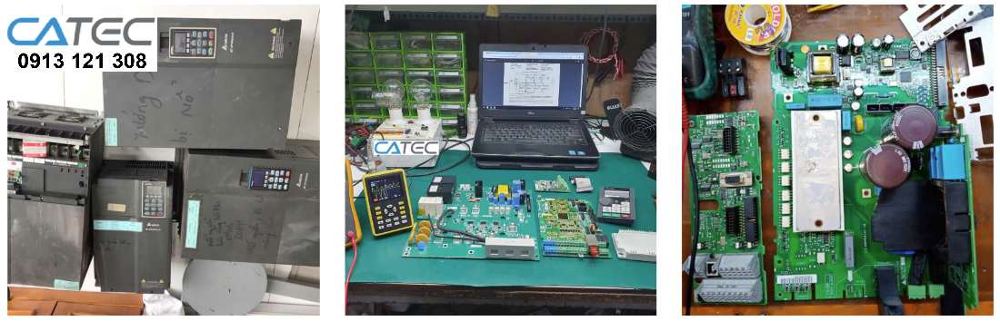 biến tần đang được sửa chữa lỗi tại công ty catec
