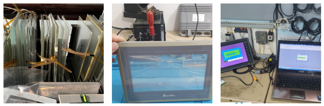 catec đang sửa màn hình hmi